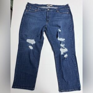 Levis Boyfriend Jeans Womens 22W Blue Distressed Ripped Denim High Rise 28944